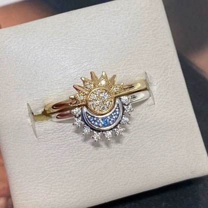 Moon and Sun Couple Adjustable Zircon Ring - Trendy Radar