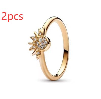 Moon and Sun Couple Adjustable Zircon Ring - Trendy Radar