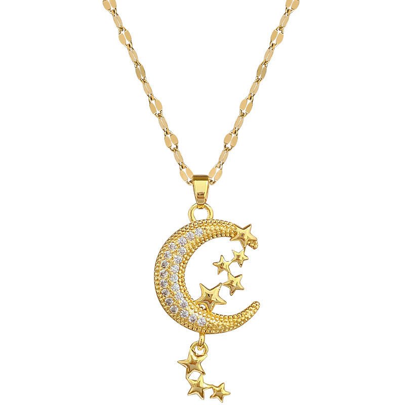 Moon Tassel Diamond Necklace - Trendy Radar