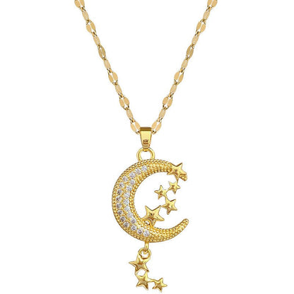 Moon Tassel Diamond Necklace - Trendy Radar