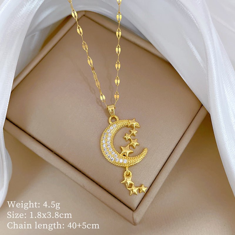 Moon Tassel Diamond Necklace - Trendy Radar
