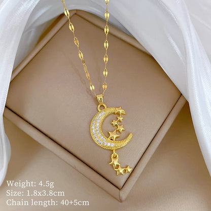 Moon Tassel Diamond Necklace - Trendy Radar