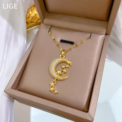 Moon Tassel Diamond Necklace - Trendy Radar