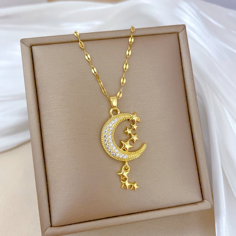 Moon Tassel Diamond Necklace - Trendy Radar