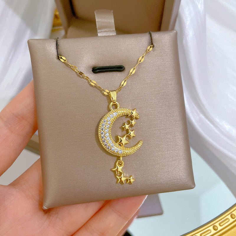 Moon Tassel Diamond Necklace - Trendy Radar