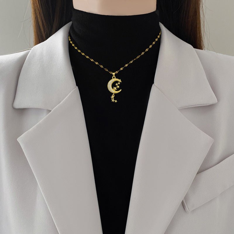 Moon Tassel Diamond Necklace - Trendy Radar