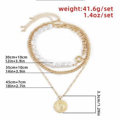 Multi - Layer Pearl & Coin Necklace for Women - Trendy Radar