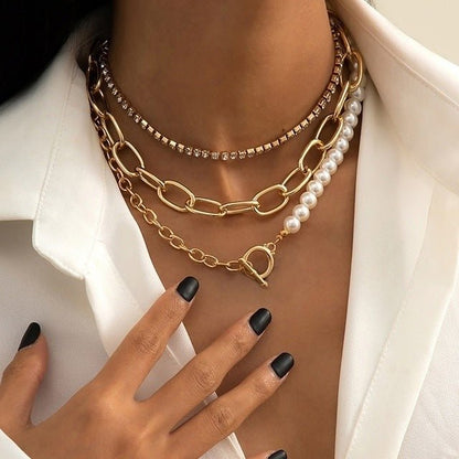 Multi - Layer Pearl & Coin Necklace for Women - Trendy Radar