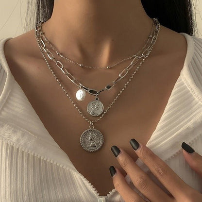 Multi - Layer Pearl & Coin Necklace for Women - Trendy Radar