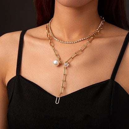 Multi - Layer Pearl & Coin Necklace for Women - Trendy Radar