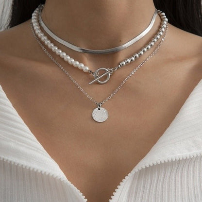 Multi - Layer Pearl & Coin Necklace for Women - Trendy Radar
