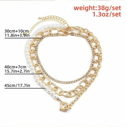 Multi - Layer Pearl & Coin Necklace for Women - Trendy Radar