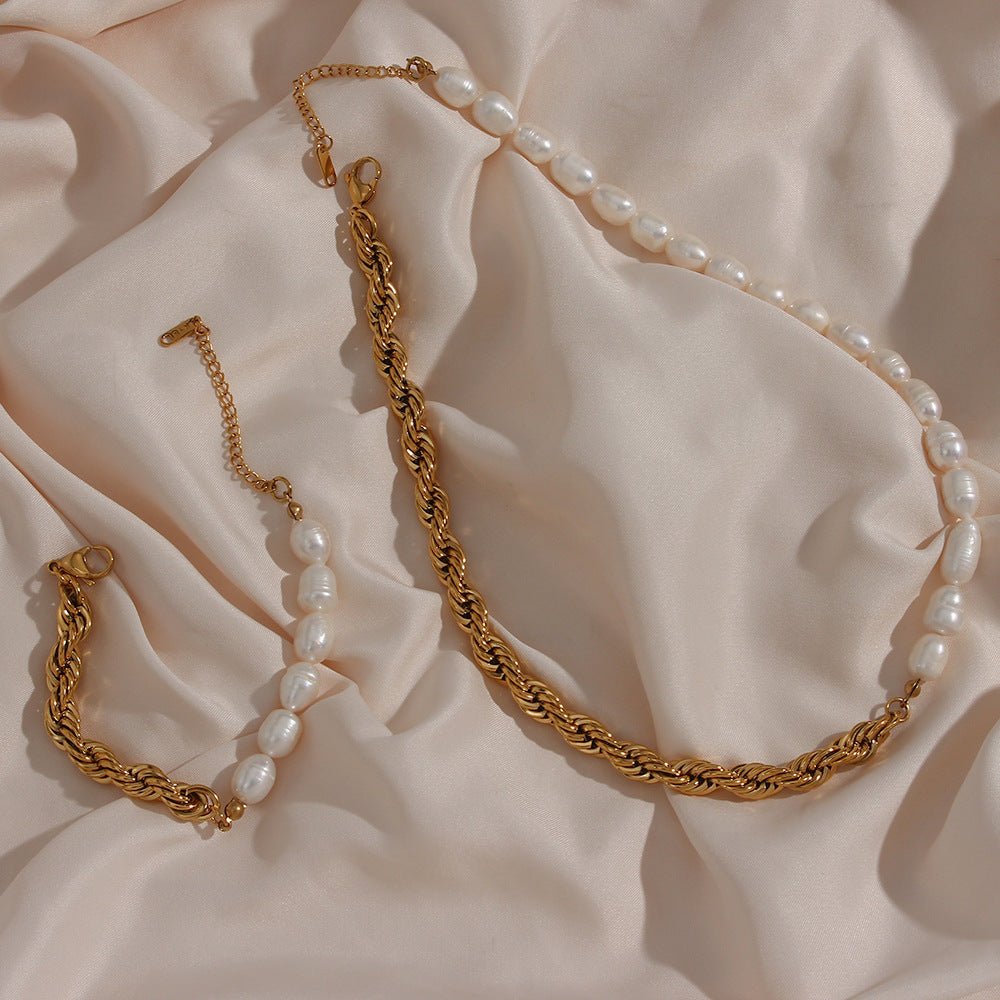 Natural Freshwater Pearl Necklace & Bracelet Set - Trendy Radar