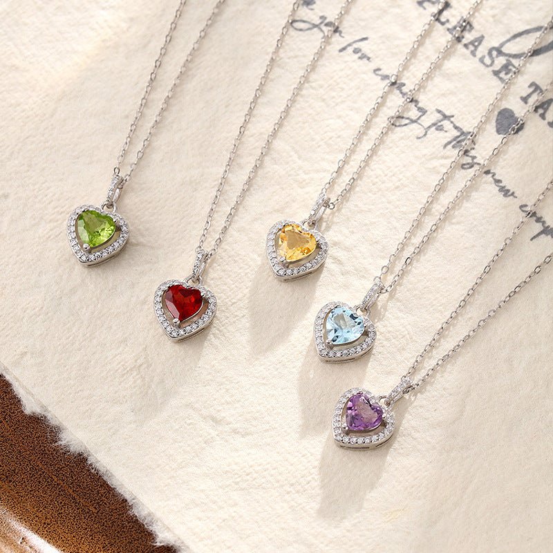 Natural Gemstone Heart Necklace for Women – S925 Sterling Silver - Trendy Radar