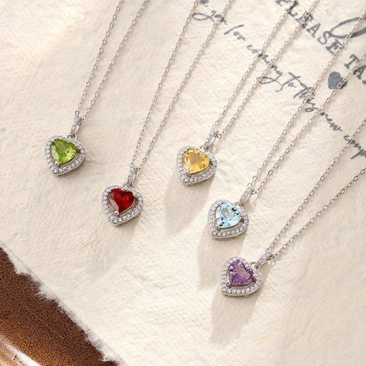 Natural Gemstone Heart Necklace for Women – S925 Sterling Silver - Trendy Radar