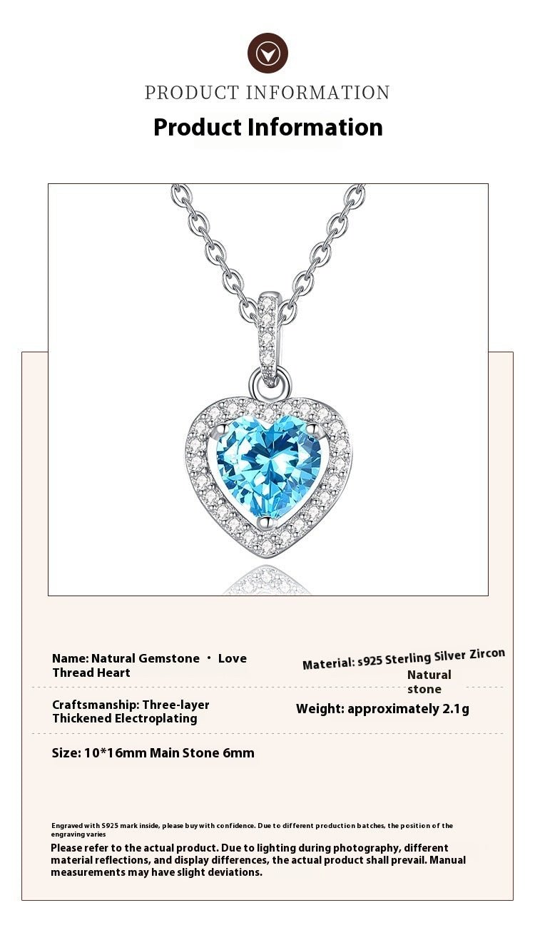 Natural Gemstone Heart Necklace for Women – S925 Sterling Silver - Trendy Radar
