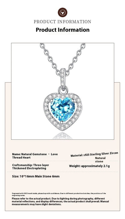 Natural Gemstone Heart Necklace for Women – S925 Sterling Silver - Trendy Radar