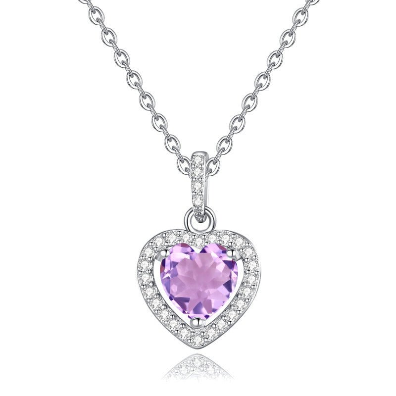 Natural Gemstone Heart Necklace for Women – S925 Sterling Silver - Trendy Radar