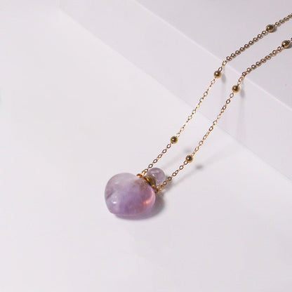 Natural Heart Crystal Perfume Bottle Necklace - Trendy Radar