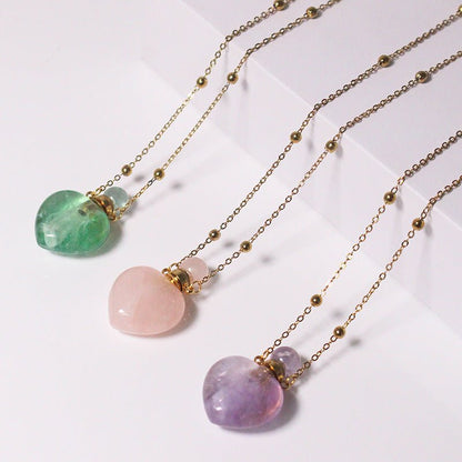 Natural Heart Crystal Perfume Bottle Necklace - Trendy Radar