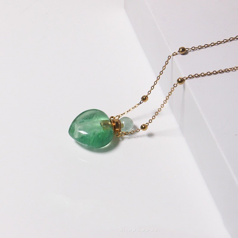 Natural Heart Crystal Perfume Bottle Necklace - Trendy Radar