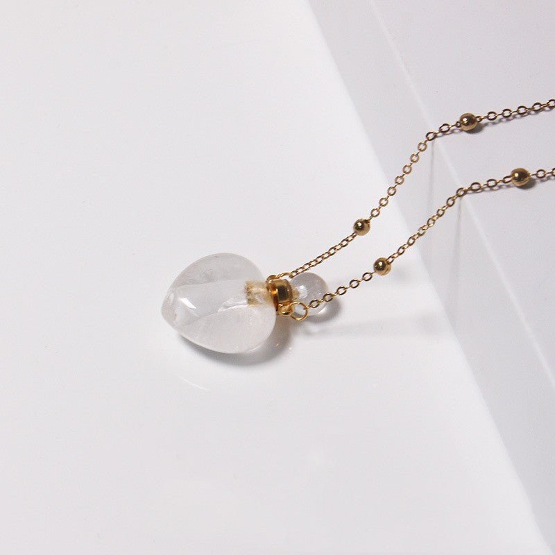Natural Heart Crystal Perfume Bottle Necklace - Trendy Radar