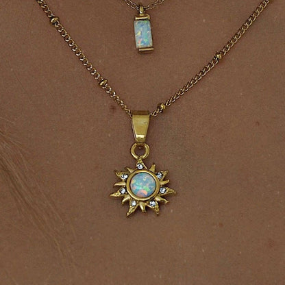 Natural Opal Sun Pendant Necklace - Trendy Radar