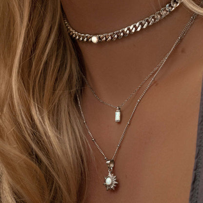 Natural Opal Sun Pendant Necklace - Trendy Radar