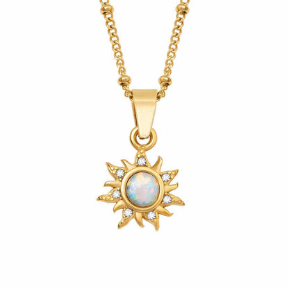 Natural Opal Sun Pendant Necklace - Trendy Radar