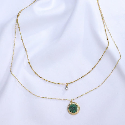 Natural Stone Pendant Layered Necklace - Trendy Radar