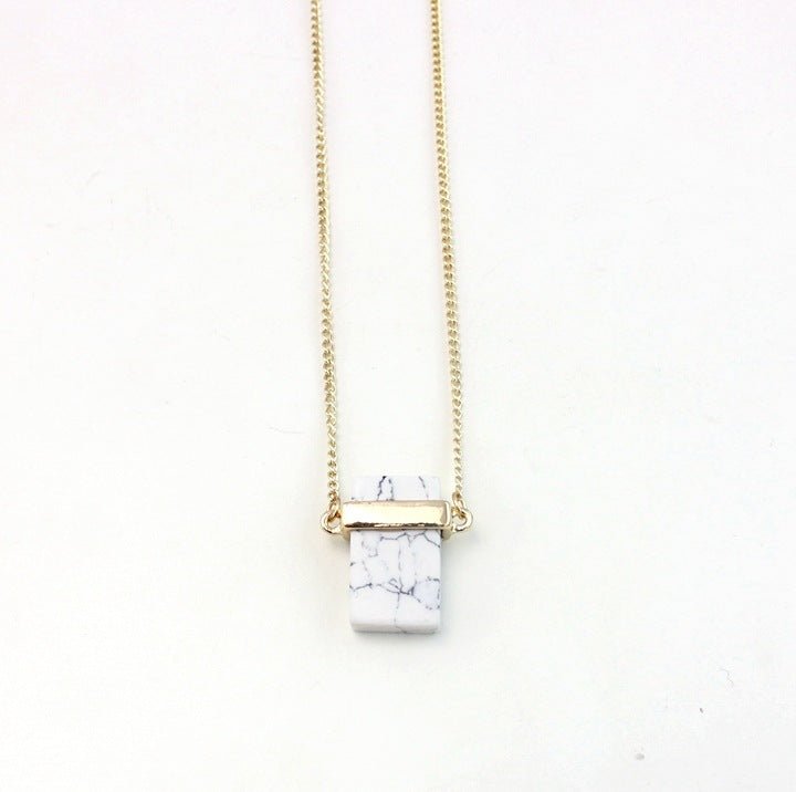 Natural White Turquoise & Turquoise Inlaid Necklace - Trendy Radar