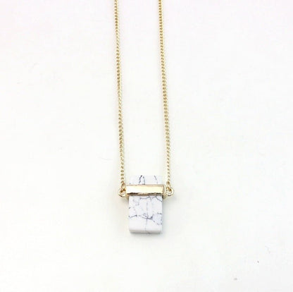 Natural White Turquoise & Turquoise Inlaid Necklace - Trendy Radar
