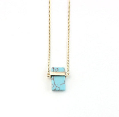 Natural White Turquoise & Turquoise Inlaid Necklace - Trendy Radar