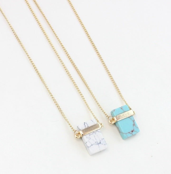 Natural White Turquoise & Turquoise Inlaid Necklace - Trendy Radar