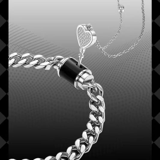 One Lock Love Couple Bracelet & Necklace Set - Trendy Radar