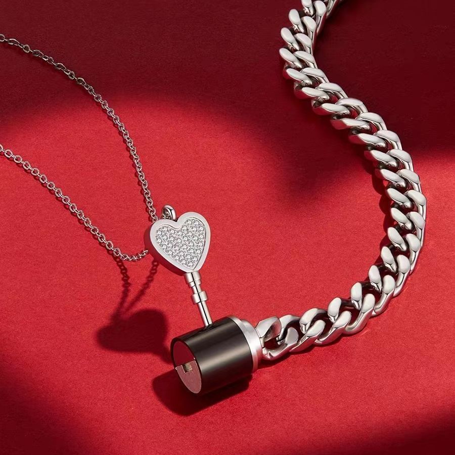 One Lock Love Couple Bracelet & Necklace Set - Trendy Radar