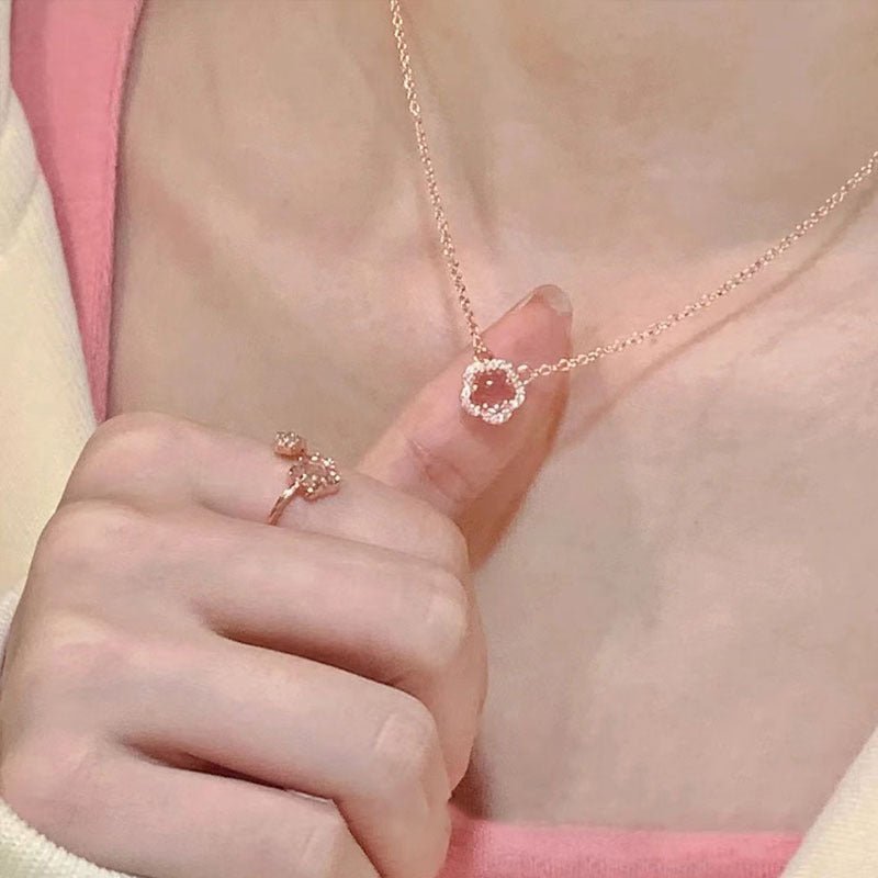 Pink Cherry Blossom Pendant Necklace - Trendy Radar
