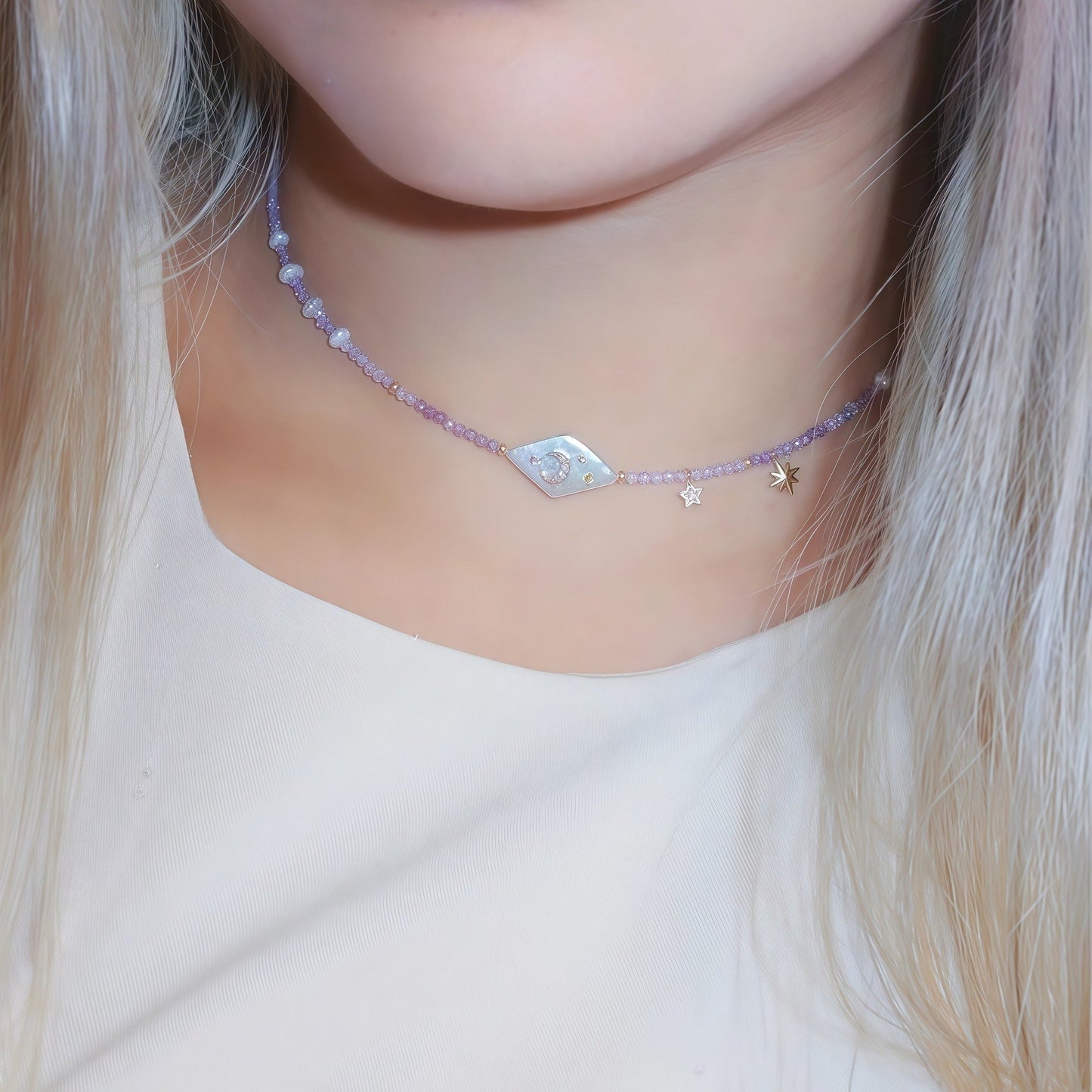 Purple Beaded Zircon Necklace for Women - Trendy Radar