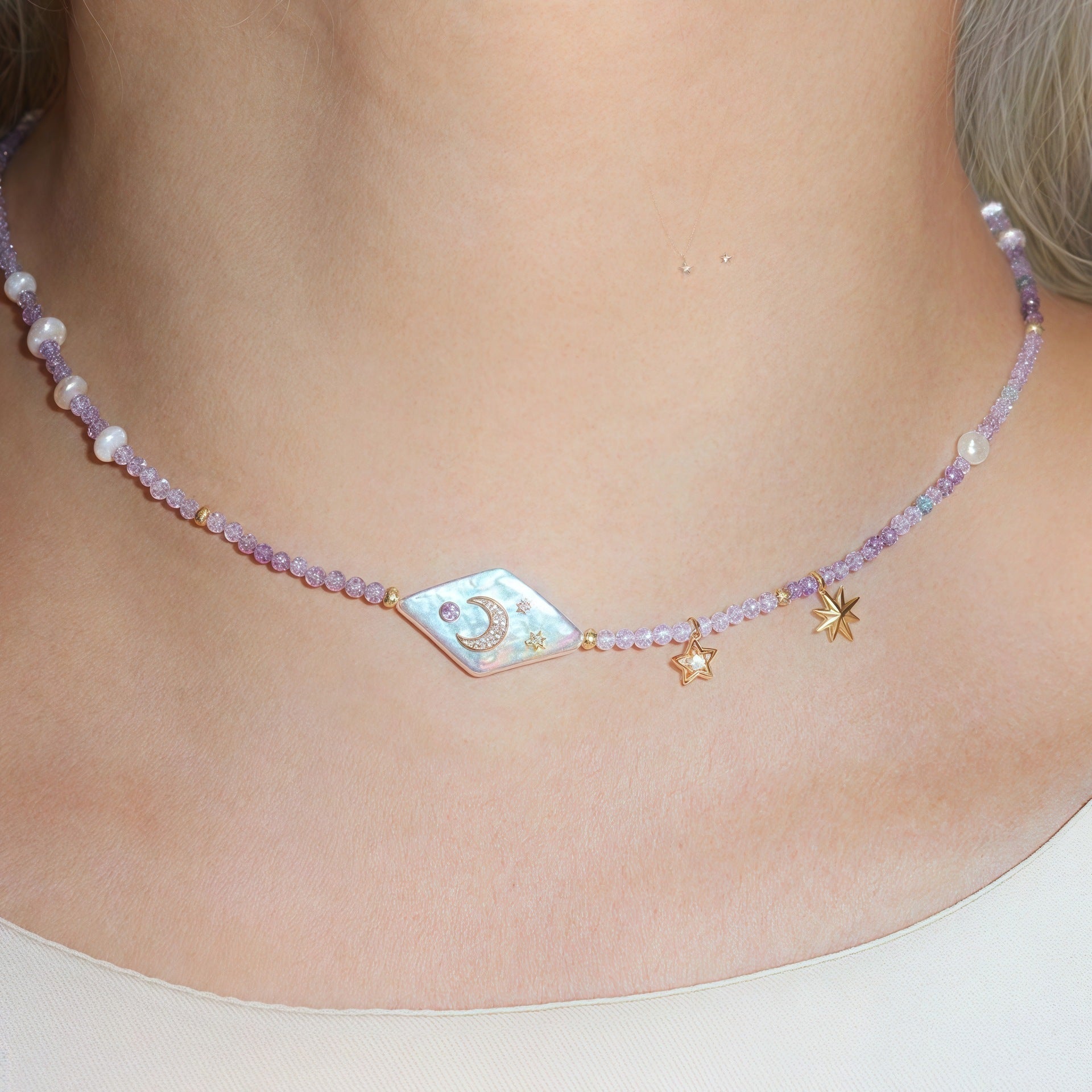 Purple Beaded Zircon Necklace for Women - Trendy Radar