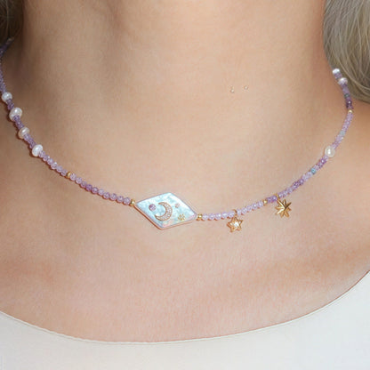 Purple Beaded Zircon Necklace for Women - Trendy Radar