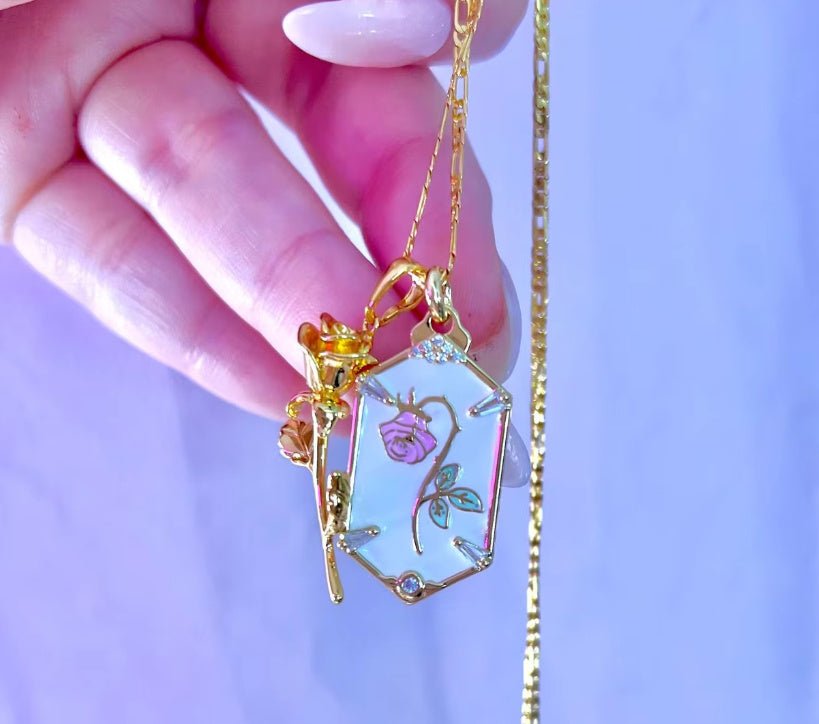 Retro Double Rose and Leaf Pendant Necklace - Trendy Radar