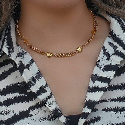 Retro Heart Cuban Link Necklace or Bracelet for Women - Trendy Radar