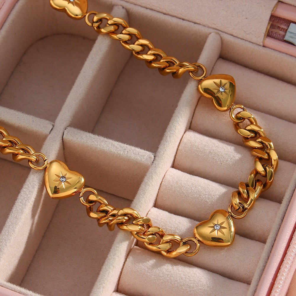 Retro Heart Cuban Link Necklace or Bracelet for Women - Trendy Radar