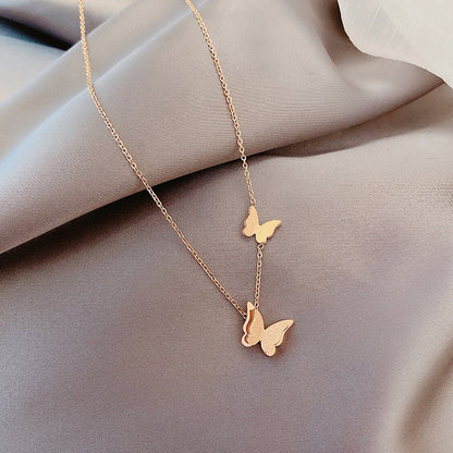Roman Letter & Butterfly Clavicle Necklace - Trendy Radar