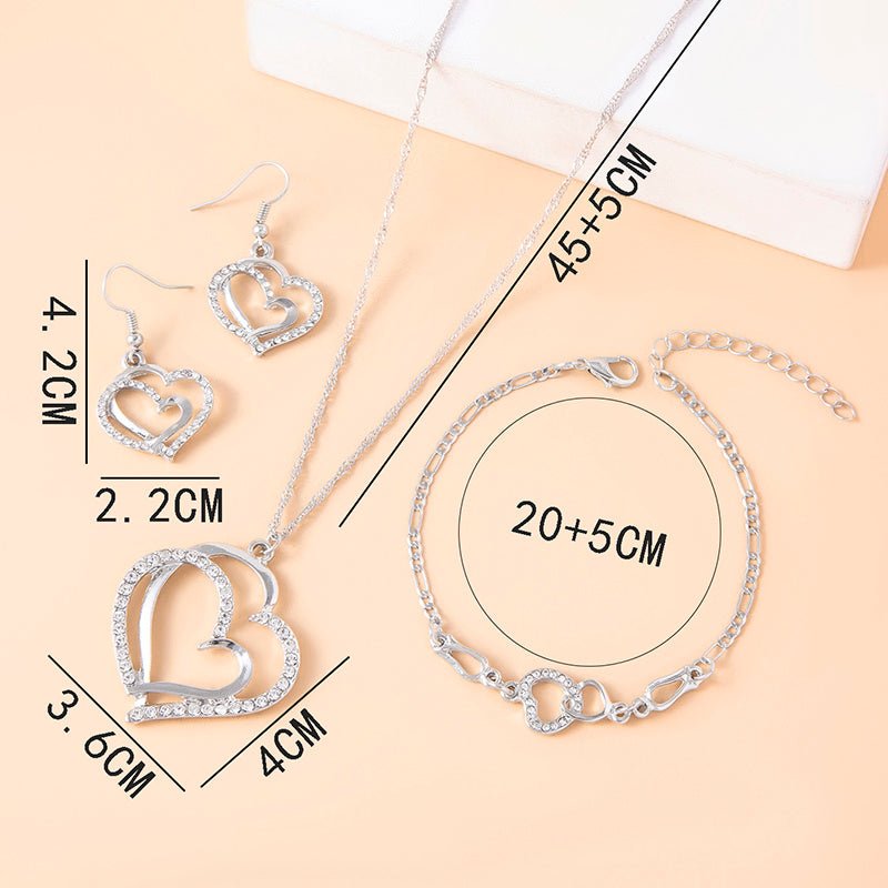 Romantic Crystal Heart Jewelry Set for Women - Trendy Radar