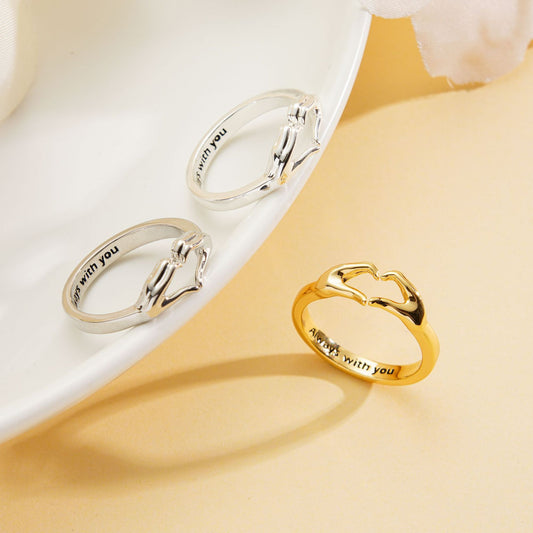 Romantic Hands Heart Couple Ring – Adjustable - Trendy Radar