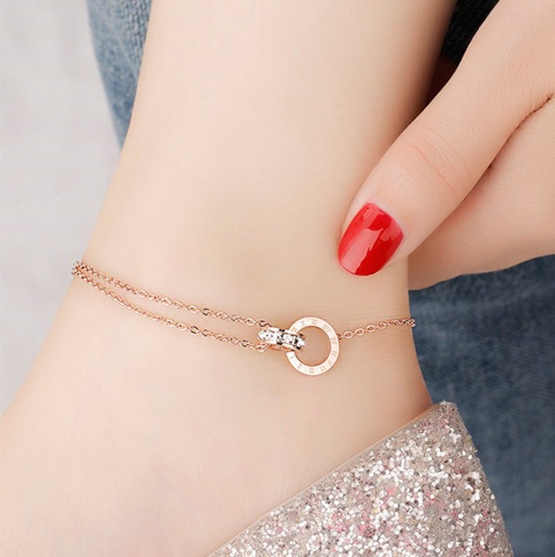 Rose Gold Roman Double Ring Jewelry Set for Women - Trendy Radar