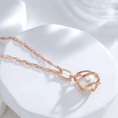 Rose Gold Temperament Hollow Zircon Pendant Collarbone Necklace - Trendy Radar