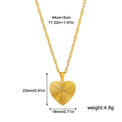 Round, Heart, Square, or Bow Design with Water Wave Chain Necklace - Trendy Radar