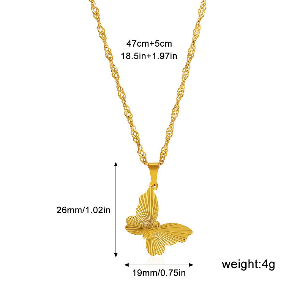 Round, Heart, Square, or Bow Design with Water Wave Chain Necklace - Trendy Radar